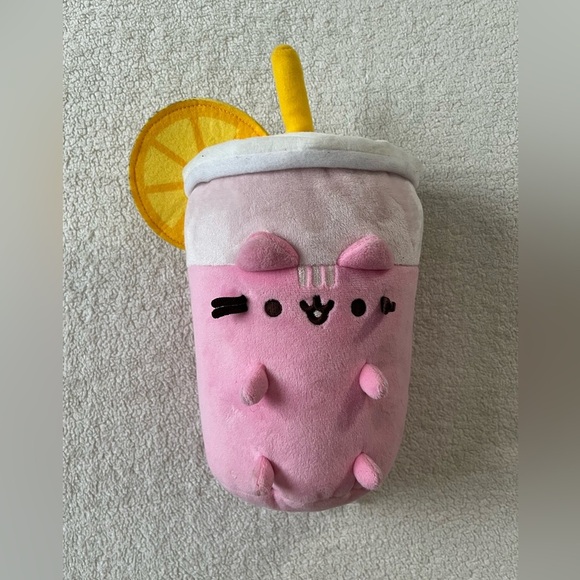 Pusheen Plush Strawberry Pink Lemonade Drink with Lemon Wedge, Medium - Picture 2 of 6